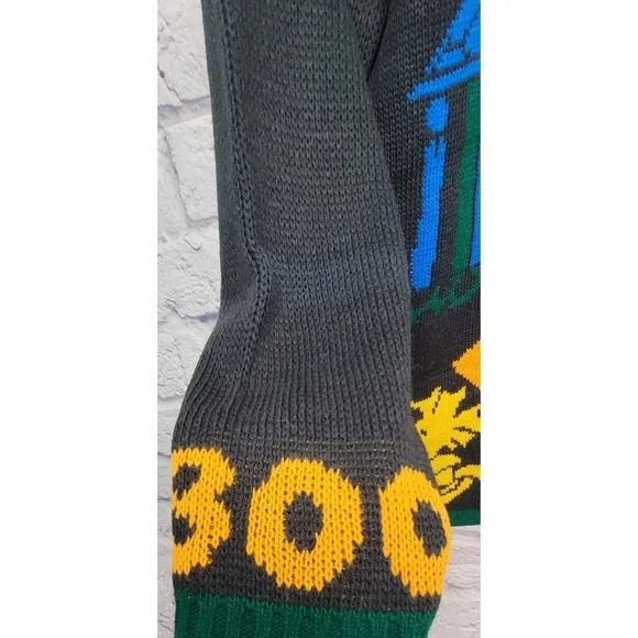 Vintage Snoopy sz Large Halloween Sweater Woodstock BOO Haunted House USA NEW - Picture 7 of 9